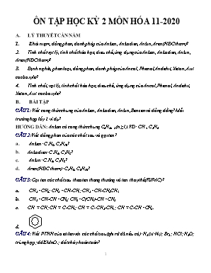 Đề cương ôn tập học kì 2 môn Hóa học Lớp 11